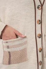 Kadın Cepli Hırka Triko İkili Takım 15964 - Ekru