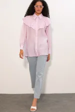 Women's Ruffle Detail Shirt Tunic 5994 - Powder Pink
