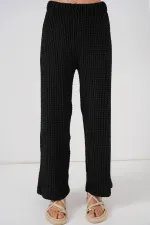 Kadın Örme Bluz Pantolon İkili Takım 30052 - Siyah