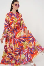 Robe hijab à motifs authentiques 2423 - B.Lila