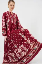 Robe hijab à motifs authentiques 2423 - H. Bordeaux