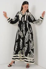 Robe hijab à motifs authentiques 2423 - Noir 12