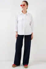 Women's Pocket Detailed Oversize Shirt 20313 - White