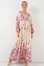 Robe hijab à motifs authentiques 2423 - Bordeaux 1