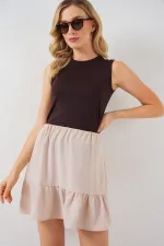 Kadın Ayrobin Mini Etek 8054 - Krem