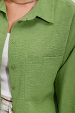 Chemise oversize en lin à poche unique 20153 - Vert E.
