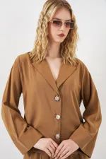 Women's Jacket and Trousers Two-Piece Set 30065 - Tan