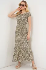 Women's Dress with Gathered Collar Detail 2544 - Oil Green