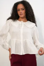 Women's Peter Pan Collar Shirt Blouse 993 - White