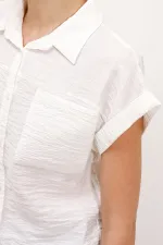 Chemise à manches courtes à double poche 20198 - Blanche