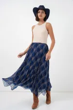 Women's Asymmetrical Chiffon Skirt 8056 - Navy Blue