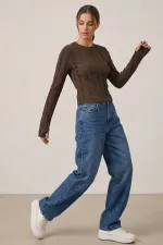 Women's Textured Knit Blouse 980 - Brown Women's Textured Knit Blouse 980 - Brown
