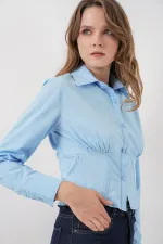 Chemise en popeline coupe ajustée 20231 - Bleue