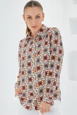 3721 Grafik Desenli Gömlek - Turuncu