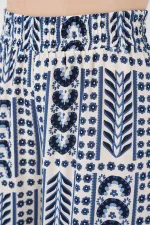 Kadın Desenli Viskon Pantolon 6749 - Krem