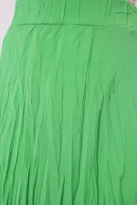 Kadın Uzun Kırışık Etek 8042 - Yeşil