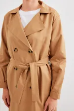5853 Double-breasted Trench Coat - Tan 5853 Double-breasted Trench Coat - Tan