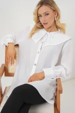 Women's Peter Pan Collar Long Tunic 5967 - White