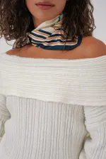 Pull oversize en maille à épaules dénudées pour femme (réf. 15908) - Blanc