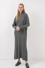 Robe longue en maille anthracite 15839