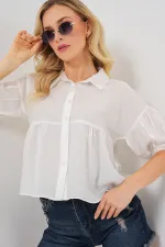 T-shirt court à manches courtes pour femme 20335 - Blanc