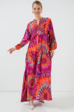 Robe hijab à motifs authentiques 2423 - H. Fuchsia