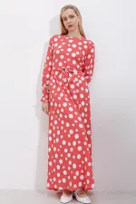 1525 Knitted Hijab Dress - Green Pink