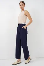 Kadın Geniş Paça Kumaş Pantolon 30088 - Lacivert