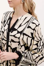 Robe hijab à motifs authentiques 2423 - Noir