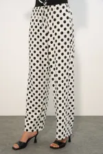 Women's Wide Leg Polka Dot Trousers 30116 - White