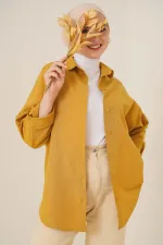 103901 Oversize Basic Hijab Shirt - Mustard 103901 Oversize Basic Hijab Shirt - Mustard