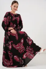 Kadın Balon Kol Uzun Tesettür Elbise 2464 - Y.Kırmızı