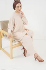 Ensemble deux pièces tunique et pantalon 6682 - Crème