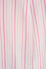 Kadın Çizgili Oversize Bluz 967 - Pudra