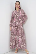 Robe longue hijab à motifs pour femme 2585 - A.Pudra