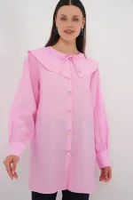 Women's Peter Pan Collar Long Tunic 5967 - Pink