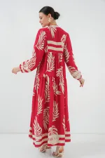 Robe hijab à motifs authentiques 2423 - Rouge H.