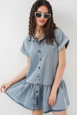 Kadın Kısa Kot Elbise 2530 - Mavi
