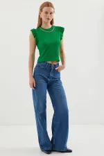 0430 Knitted Blouse - Green