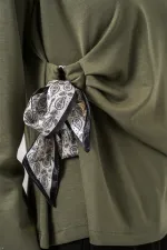 Kadın Fular Detaylu Uzun Kol Bluz 40000 - Haki