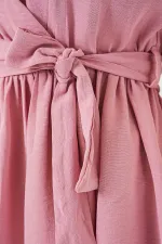 Kadın Kruvaze Yaka Kolsuz Bluz 966 - Pudra