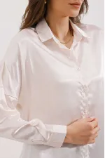 Chemise oversize en satin beige (réf. 3985)