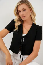 Chemisier court à manches courtes pour femme 958 - Noir