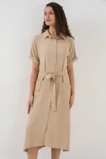 Robe à manches courtes pour femme 2214 - Beige