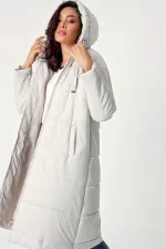 5120 Hooded Long Puffer Jacket - Ecru