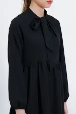 Ensemble pantalon et tunique noirs en maille pour femme 6654