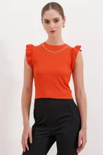 0430 Chemisier tricoté - Orange clair