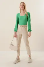 0442 Long Sleeve Blouse - Green