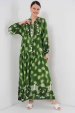 Robe hijab à motifs authentiques 2423 - Verte 6