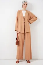 Women's Ayrobin Kimono Pants Two-Piece Set 6739 - Biscuit